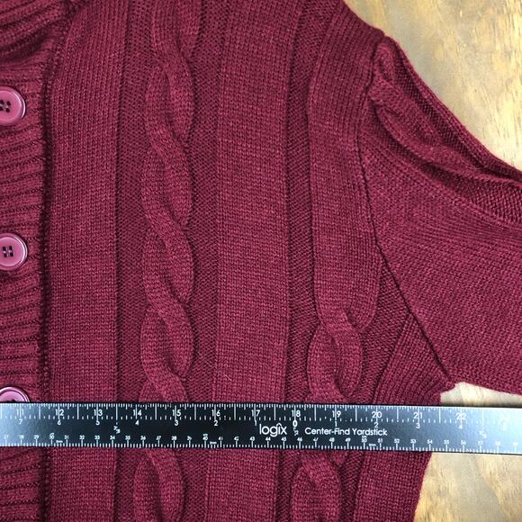 Paul Jones Mens Sweater Burgundy Full Button Knit Cabincore Stylish Large - Picture 6 of 10